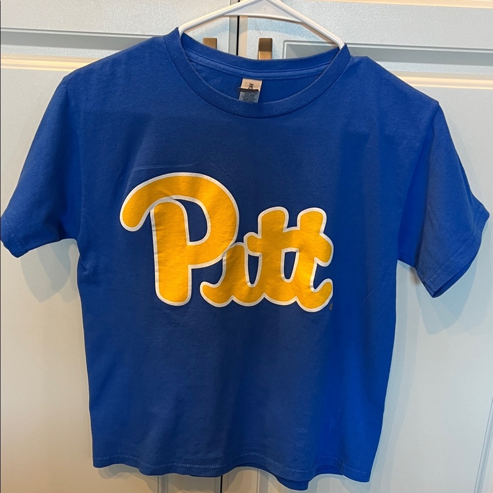 Gildan PITT Blue and Yellow Kids Short Sleeve Tee Medium